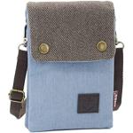 Hellblaue Vintage Kleine Handtaschen mit Schnalle aus Stoff mit Handyfach für Damen 