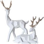 18 cm Weihnachtsfiguren mit Hirsch-Motiv 2-teilig 
