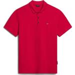 Rote Bestickte Sportliche Kurzärmelige NAPAPIJRI Kurzarm-Poloshirts aus Softshell für Herren Größe L 