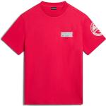 Rote Kurzärmelige NAPAPIJRI T-Shirts aus Baumwolle für Herren Größe XL für den für den Sommer 