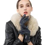 Dunkelbraune Touchscreen-Handschuhe aus Nappaleder für Damen Größe L für den für den Winter 