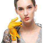 Gelbe Touchscreen-Handschuhe aus Nappaleder für Damen Größe XL für den für den Winter 