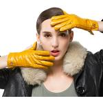 Gelbe Lederhandschuhe aus Nappaleder für Damen Größe L für den für den Winter 