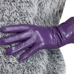 Violette Elegante Touchscreen-Handschuhe aus Nappaleder für Damen Größe S für den für den Winter 