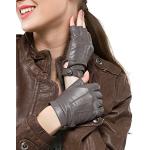 Graue Fingerlose Handschuhe & Halbfinger-Handschuhe aus Lammleder für Damen Größe S für den für den Sommer 