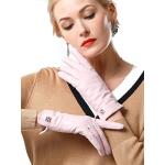 Rosa Touchscreen-Handschuhe aus Lammleder für Damen Größe S für Partys für den für den Winter 