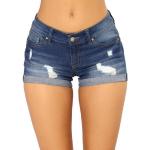 Damen Shorts Hose Jeans Hot Pants Kurz hüftig Blau  36 38 40 42 