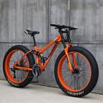Nationalr Reeim Mountainbike, 26 Zoll (66 cm), Mjh-01, Erwachsene, Fat tire Bike, 21-Gang-Fahrrad, Rahmen Aus Karbonstahl, Doppelte Vollfederung, Doppelte Scheibenbremse, Orange/Cyan