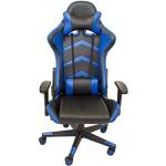 NATIV Gaming Stuhl mit Wippmechanik | höhenverstellbarer Bürostuhl | drehbarer Schreibtischstuhl | höhenverstellbare Armstützen | schwarz-blau | bis 150kg | Kunstleder | 16kg Anti-Rage-Quit