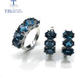 Blaue Schmucksets Edelsteine aus Silber mit Topas für Damen 