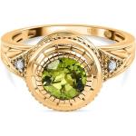 Reduzierte Grüne Peridot Ringe vergoldet mit Zirkon für Damen 