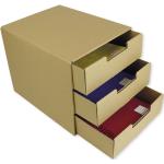 Natura-Schubladen-Box A4 mit 3 Schüben, aus Pappe