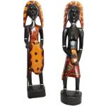 Schwarze 40 cm Naturesco Afrikanische Skulpturen aus Holz 2-teilig 