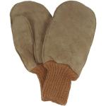 Taupefarbene Nachhaltige Damenfäustlinge & Damenfausthandschuhe aus Lammfell Größe 7 