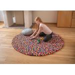 Bunte Moderne Nachhaltige Runde Filzkugelteppiche 160 cm aus Wolle 