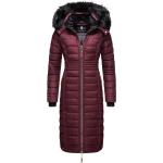 Bordeauxrote Unifarbene Damensteppmäntel mit Reißverschluss mit Kapuze Größe M für den für den Winter 