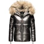 Schwarze Gesteppte Navahoo Jacken mit Fellkapuze Metallic mit Kapuze für Damen Größe M für den für den Winter 