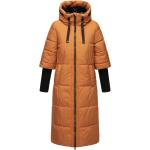 Zimtfarbene Gesteppte Elegante Winddichte Maxi Damensteppmäntel Größe S für den für den Winter 