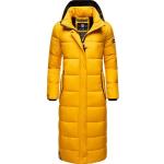 Gelbe Gesteppte Wasserdichte Navahoo Maxi Damensteppmäntel & Damenpuffercoats mit Reißverschluss aus Polyester mit Kapuze Größe L für den für den Winter 