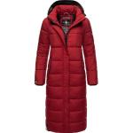 Rote Gesteppte Wasserdichte Navahoo Maxi Damensteppmäntel & Damenpuffercoats mit Reißverschluss aus Polyester mit Kapuze Größe S für den für den Winter 