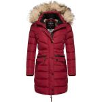 Rote Gesteppte Winddichte Damensteppmäntel mit Reißverschluss aus Polyester mit Kapuze Größe XL für den für den Winter 
