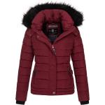 Bordeauxrote Unifarbene Navahoo Jacken mit Fellkapuze aus Fell mit Kapuze für Damen Größe XS für den für den Winter 