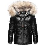 Schwarze Gesteppte Wasserdichte Navahoo Jacken mit Fellkapuze Metallic mit Reißverschluss aus Fleece für Damen Größe XS für den für den Winter 
