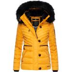 Gelbe Gesteppte Wasserdichte Winterjacken mit Kapuze für Damen Größe XXL für den für den Winter 