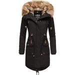 Schwarze Karo Mini Kapuzenmäntel mit Reißverschluss aus Baumwolle für Damen Größe XS für den für den Winter 