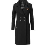 Schwarze Elegante Navahoo Maxi Trenchcoats lang mit Knopf aus Wolle für Damen Größe XS für den für den Winter 