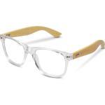 Navaris Brille, Retro Brille ohne Sehstärke - Damen Herren 50er Nerd Brille - Anti Blaulicht Computer Nerdbrille ohne Stärke mit Bambus Bügeln, weiß