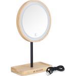 Navaris Kosmetikspiegel, LED Schminkspiegel Tischspiegel mit Schmuckaufbewahrung - Spiegel zum Schminken und Frisieren - Standspiegel mit Aufbewahrung