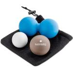 Navaris Massageball, Set - 2x Lacrosse Ball 1x Duoball - Peanut Duo Ball Faszienball zur Massage von Nacken Schulter Rücken - mit Beutel, grau