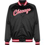 Schwarze Streetwear Mitchell & Ness Chicago Bulls NBA College-Jacken & Baseball-Jacken aus Satin für Herren Größe S 