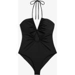 Schwarze Monki V-Ausschnitt Neckholder Badeanzüge ungefüttert für Damen Größe XS für den für den Winter 