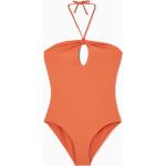Orange Geflochtene COS Neckholder Badeanzüge mit Cutwork aus Polyamid für Damen Größe XS 