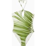 Grüne Geflochtene COS Neckholder Badeanzüge mit Cutwork aus Polyamid für Damen Größe S 