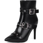 Schwarze Spitze High Heel Stiefeletten & High Heel Boots mit Reißverschluss für Damen Größe 45 