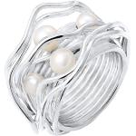 Silberne Nenalina Damenperlenringe mit Echte Perle Größe 58 