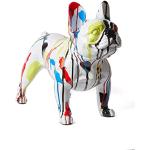 Bunte Moderne 50 cm Dekohunde mit Ornament-Motiv glänzend aus Kunststein zum Jubiläum 