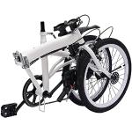 NeNchengLi 20" Faltrad Weiß 7-Gang, faltbares Urban Fahrrad Cruiser mit doppelter V-Bremse und höhenverstellbarem Sitz 70-100 mm Karbonstahl für Erwachsene Studenten
