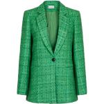 Reduzierte Grüne Neo Noir Boucle-Blazer mit Knopf aus Bouclé für Damen Größe XL für den für den Sommer 