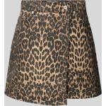 Beige Animal-Print Neo Noir Mini Jeansröcke mit Leopard-Motiv aus Baumwollmischung für Damen Größe M 