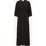 Reduzierte Schwarze 3/4-ärmelige Neo Noir Maxi Taillierte Kleider aus Polyester für Damen Größe XS 