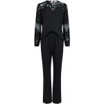 Schwarze Bestickte Elegante Neo Noir Damenjumpsuits & Damenoveralls aus Polyester Größe S 