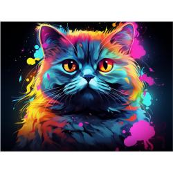 Neonlichter Katzenblick - 70x100 cm / 28x40″ / Poster auf halbmattem Papier