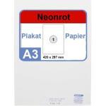 Neonpapier 100x DIN A3 Kopierpapier Neonrot - in Neon Farbe Fluo Rot