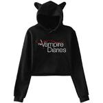 Nest Home The Vampire Diaries Hoodie Girls Casual Cat Cropped Hoodie Women Long Sleeve Hooded Pullover Crop Top Female Harajuku Clothes