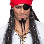 Schwarze Geflochtene NET TOYS Fluch der Karibik Jack Sparrow Bärte für Herren Einheitsgröße 