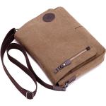 Braune Messenger Bags & Kuriertaschen mit Reißverschluss aus Canvas mit Innentaschen für Herren 